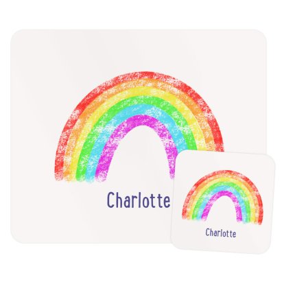 Personalised Placemat & Coaster Set - Rainbow