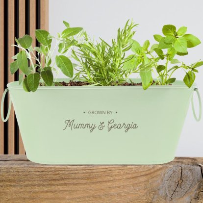 Personalised Planter - Grown By - Moss Green
