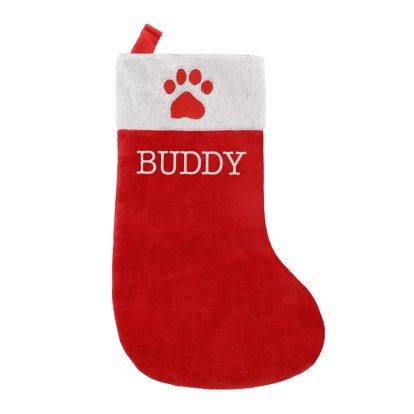 Personalised Plush Pet Paw Print Christmas Stocking