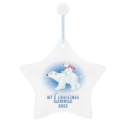Personalised Polar Bears Ceramic Star Decoration 