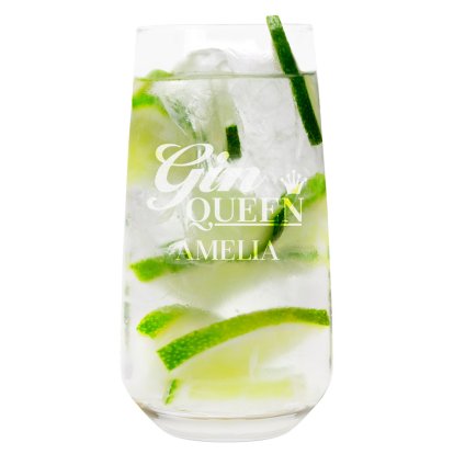 Personalised Premium Hi Ball Glass - Gin Queen