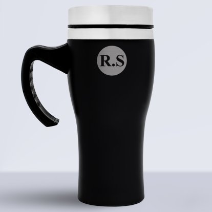 Personalised Premium Travel Mug with Handle - Initial