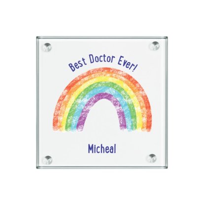 Personalised Printed Glass Coaster - Rainbow