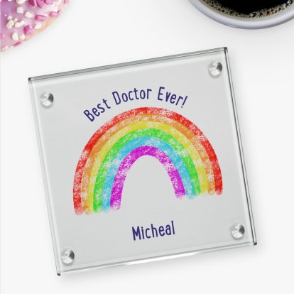 Personalised Printed Glass Coaster - Rainbow