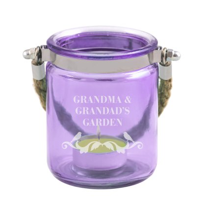 Personalised Purple Glass Candle Holder
