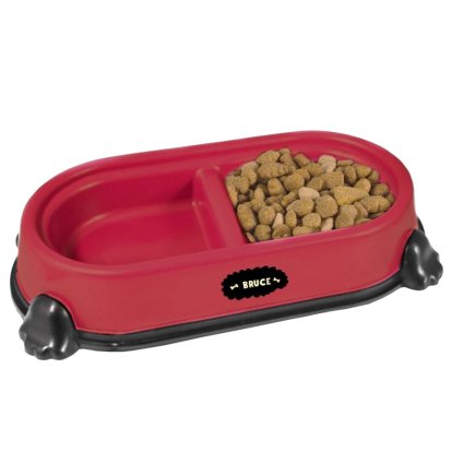 Personalised Red Double Non-Slip Pet Bowl