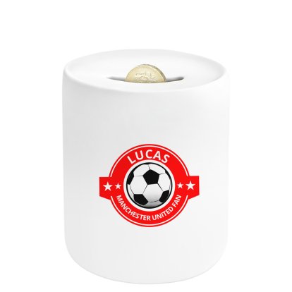 Personalised Red Football Fan - Ceramic Money Box