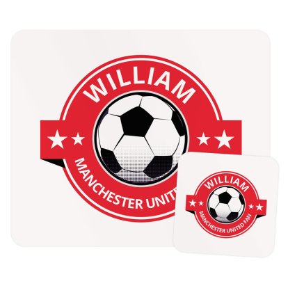 Personalised Red Football Fan Placemat and Coaster Set