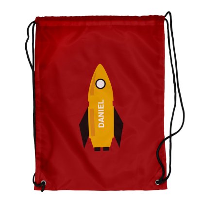 Personalised Red Kids Swim  Backpack - Rocket Design