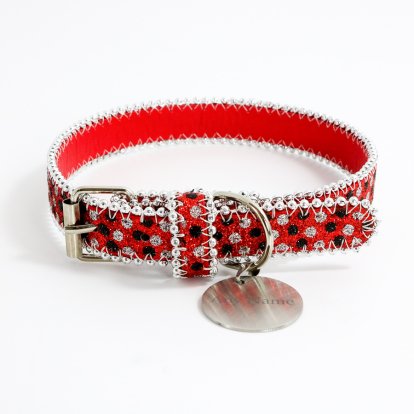 Personalised Red Sparkly Dog or Cat Collar