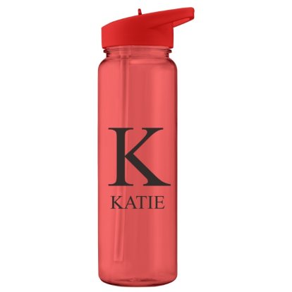 Personalised Red Water Bottle - Any Initial & Name 