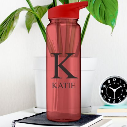 Personalised Red Water Bottle - Any Initial & Name