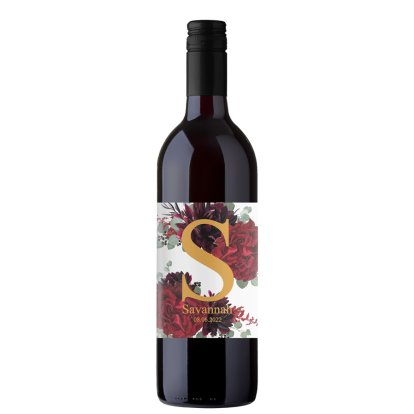 Personalised Red Wine - Floral Label
