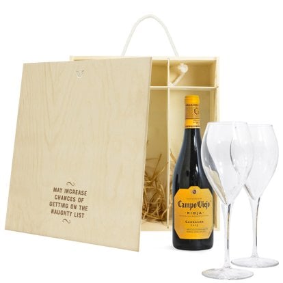 Personalised Red Wine & Glasses Gift Set - Chances Increase 