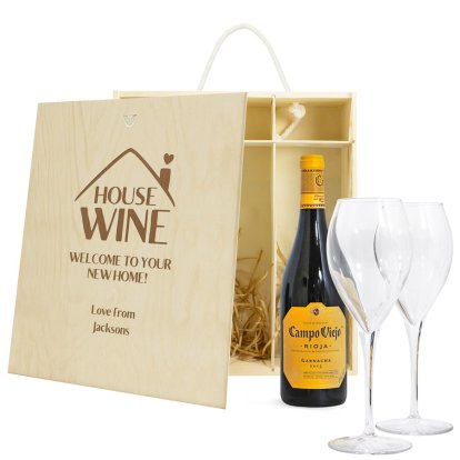 Personalised Red Wine & Glasses Gift Set - House Wine 