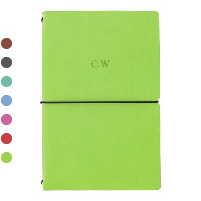 Personalised Refillable Initials Embossed Vegan Leather Notebook