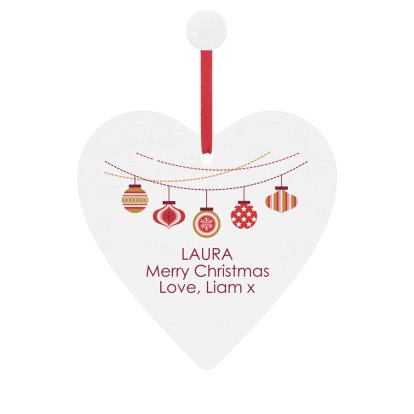 Personalised Retro Bauble Wooden Heart Decoration