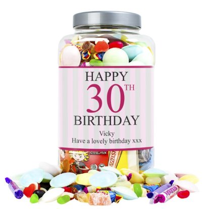 Personalised Retro Sweet Jar - Pink Birthday
