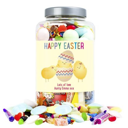 Personalised Retro Sweet Shop Jar - Easter Chicks