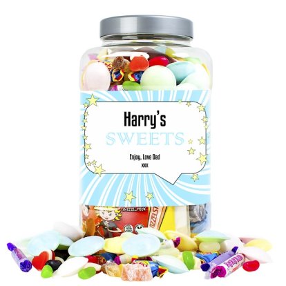 Personalised Retro Sweet Shop Jar - Stars and Stripes Label