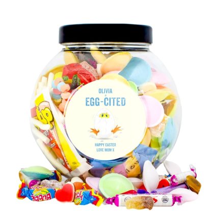 Personalised Retro Sweet Treat Jar - Egg-Cited for Easter