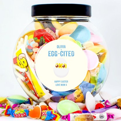 Personalised Retro Sweet Treat Jar - Egg-Cited for Easter