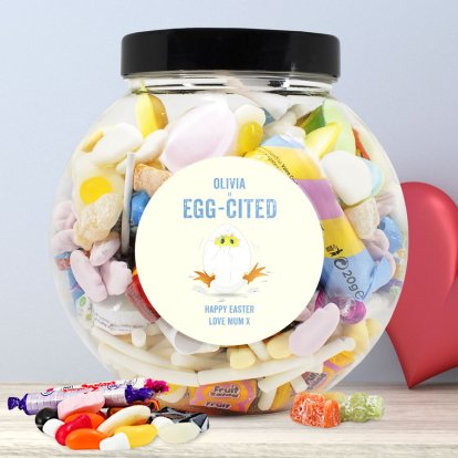 Personalised Retro Sweet Treat Jar - Egg-Cited for Easter 