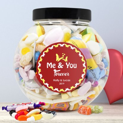 Personalised Retro Sweet Treat Jar - Me and You 
