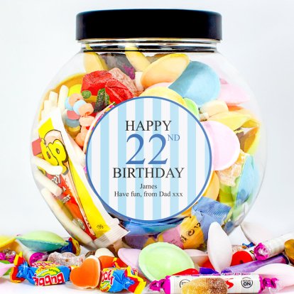 Personalised Retro Sweets - Blue Birthday Jar