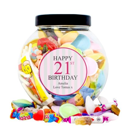 Personalised Retro Sweets - Pink Birthday Jar