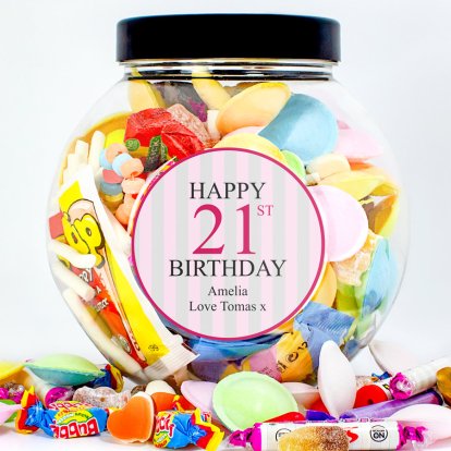 Personalised Retro Sweets - Pink Birthday Jar 