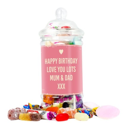 Personalised Retro Sweets - Victorian Heart Message Jar 