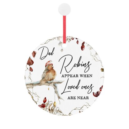 Personalised Robin Memorial Round Christmas Decoration