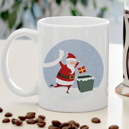 Personalised Rooftop Santa Christmas Mug 