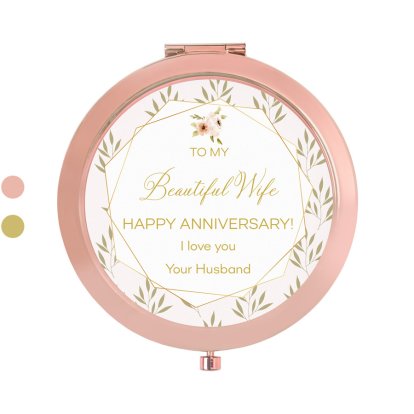 Personalised Rose Gold Anniversary Compact Mirror 