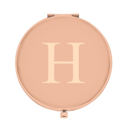 Personalised Rose Gold Compact Mirror - Big Initial