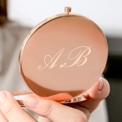 Personalised Rose Gold Compact Mirror - Initials 