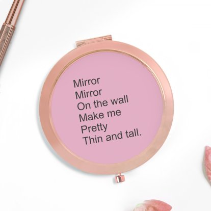 Personalised Rose Gold Compact Mirror - Message