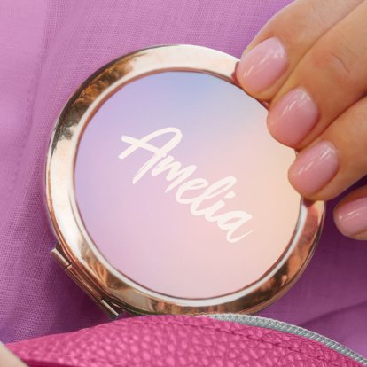 Personalised Rose Gold Compact Mirror - Name