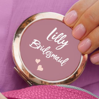 Personalised Rose Gold Compact Mirror - Pink Photo 3