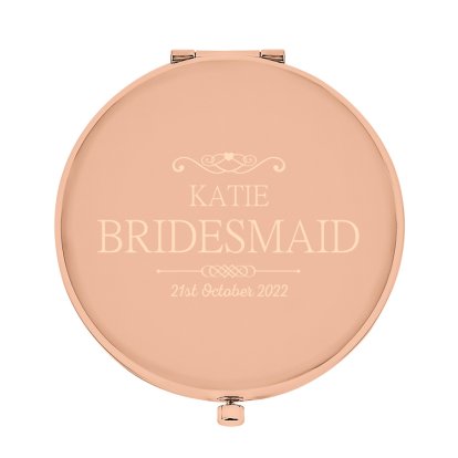 Personalised Rose Gold Compact Mirror - Swirl Design