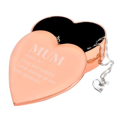 Personalised Rose Gold Heart Trinket - Definition