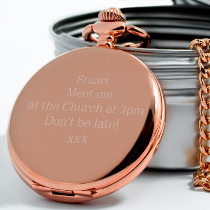 Personalised Rose Gold Pocket Watch - Any Message 