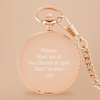 Personalised Rose Gold Pocket Watch - Any Message 