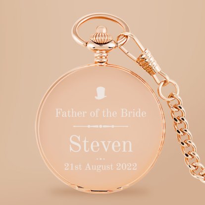 Personalised Rose Gold Pocket Watch - Wedding Top Hat Photo 5