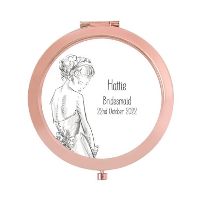 Personalised Rose Gold Wedding Compact Mirror