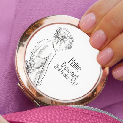 Personalised Rose Gold Wedding Compact Mirror 