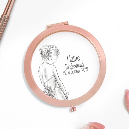 Personalised Rose Gold Wedding Compact Mirror 