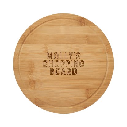 Personalised Round Bamboo Chopping Board with Groove