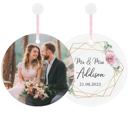 Personalised Round Ceramic Wedding Decoration - Mr & Mrs